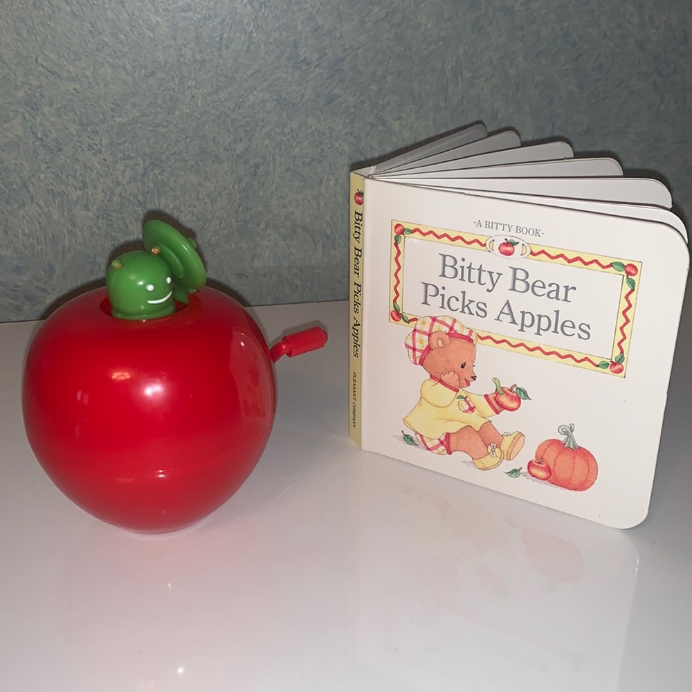 American Girl Bitty Bear book and apple
